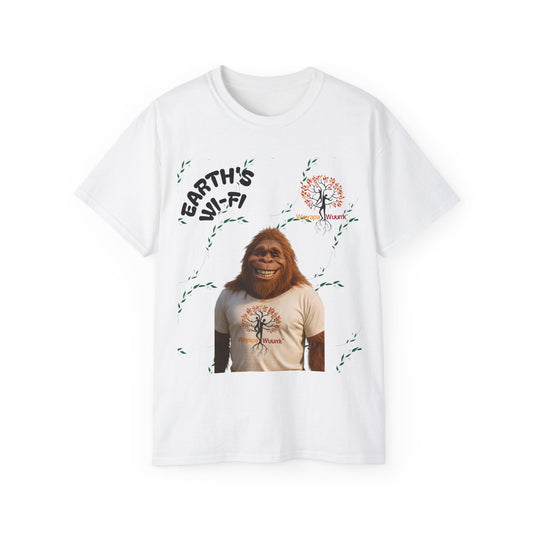 Bigfoot Earth Wi-Fi Tee, Funny Graphic Shirt, Unique Gift for Nature Lovers, Perfect for Camping, Adventure, Unisex Fashion