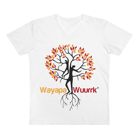 Nature-Inspired Men's V-Neck T-Shirt - Wayapa Wuurk Design, Eco Fashion, Gift for Eco-Lovers, Mindfulness Wear, Casual Everyday Tee